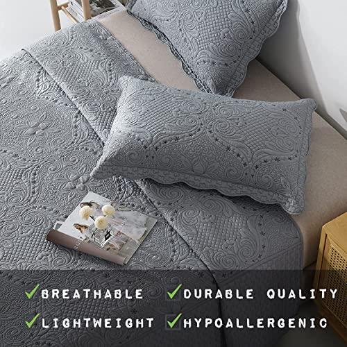 Brandream Romantic Gray Quilt Set Queen Size Luxury Bedspread Coverlet Set Vintage Bedding Set Collection #TOP1