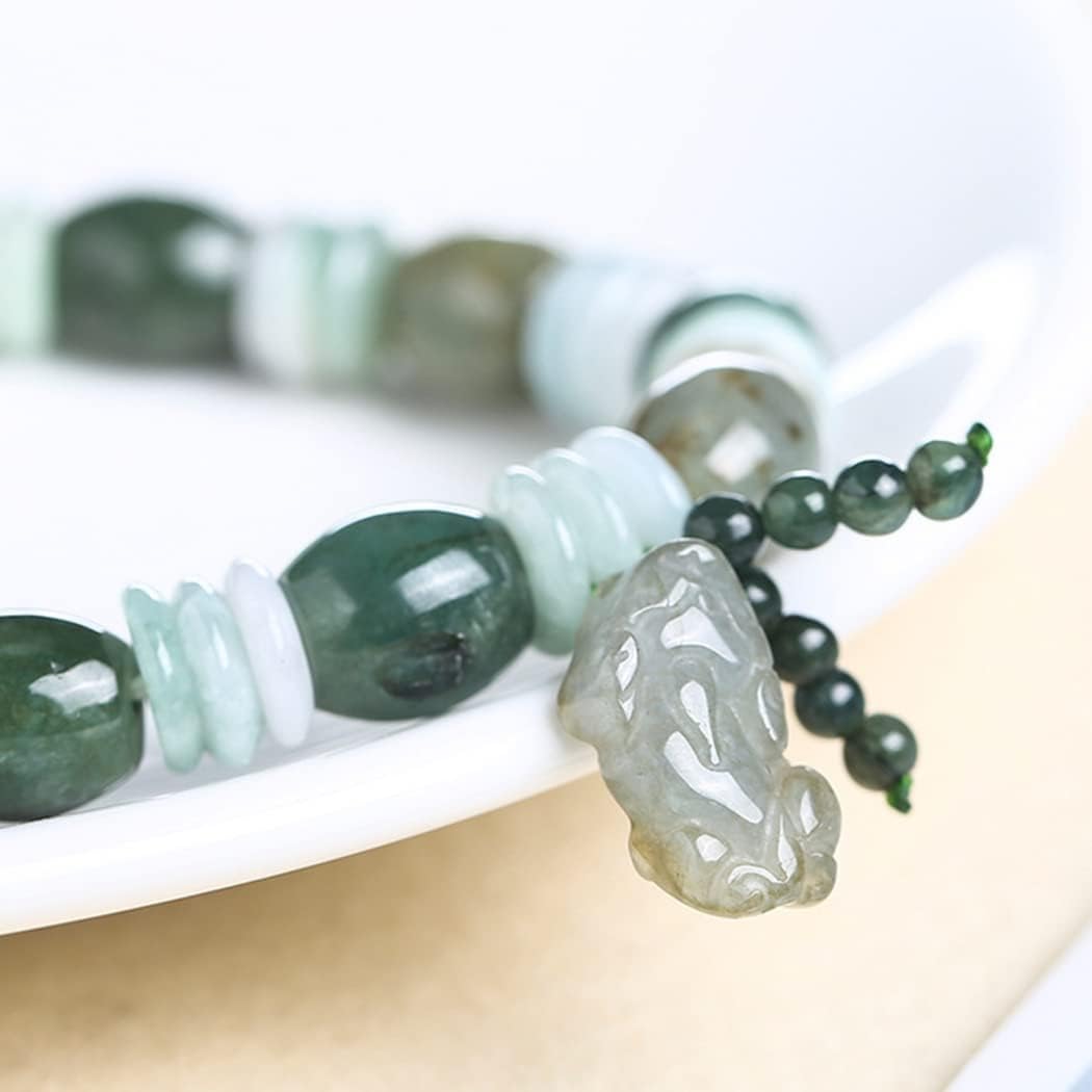 Pulsera de riqueza, pulsera Feng Shui Pixiu, pulsera de jade nefrita natural, pulsera de piedras preciosas, pulsera de jade, buena suerte, amuleto Pixiu Pi Yao, for protegerse de los malos espíritus,