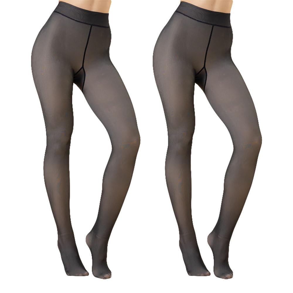 Collant termici da donna, 2 pezzi, design a vita alta, elasticizzati, delicati sulla pelle, adatti per tutti i vestiti invernali, si adattano perfettamente a vestiti invernali stivali e molto