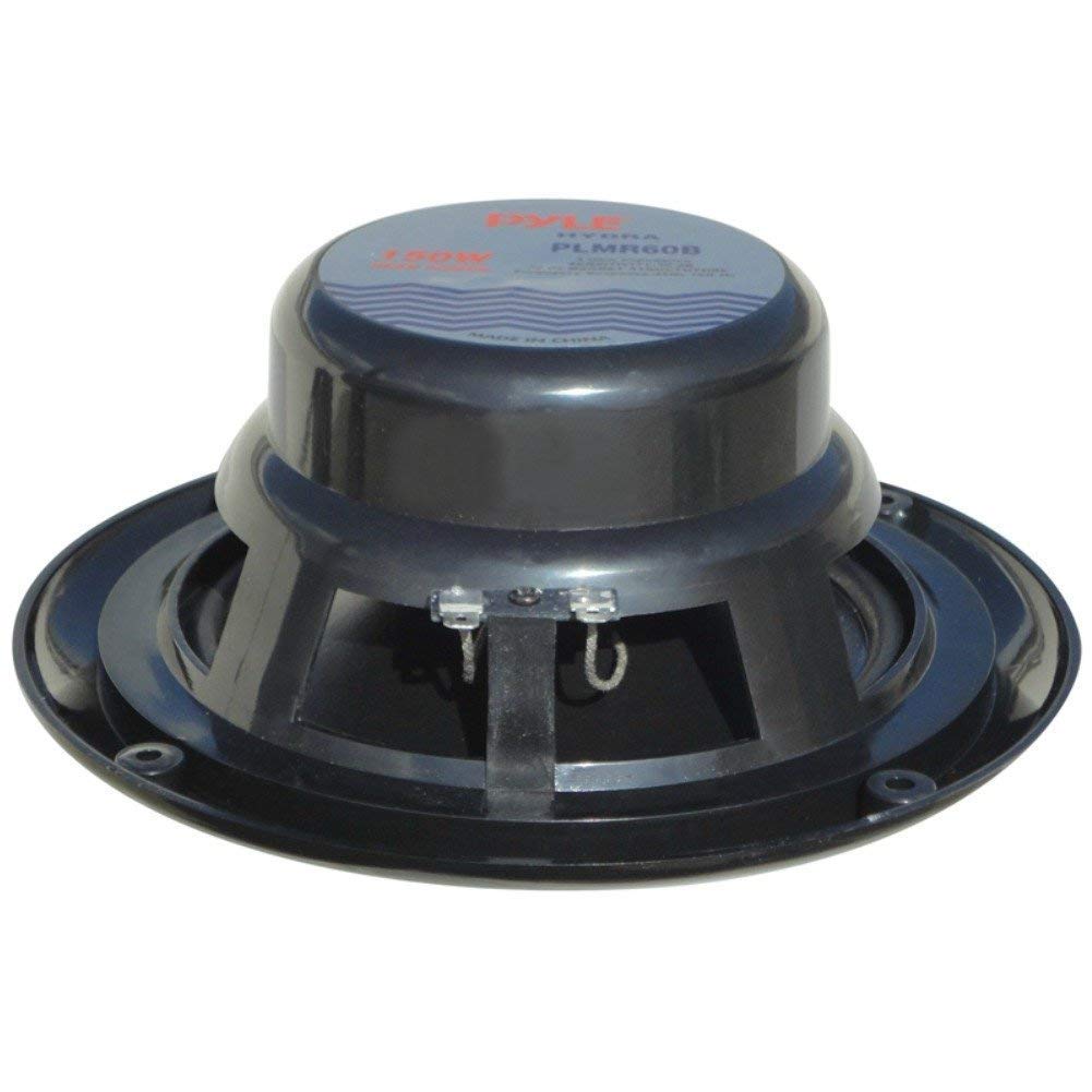 Pyle 2 PLMR60B 18 cm 180 mm Noir Double cône Haut-parleurs Waterproof pour mer Piscine Bateau hôtel pub Bar 4 ohm 75 Watt rms 150 Watt Max, Paire