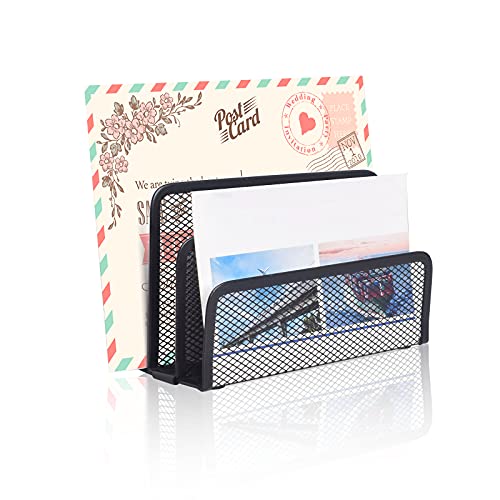 wishacc Desk Mail Organizer Small File Holders Letter Metal Mesh