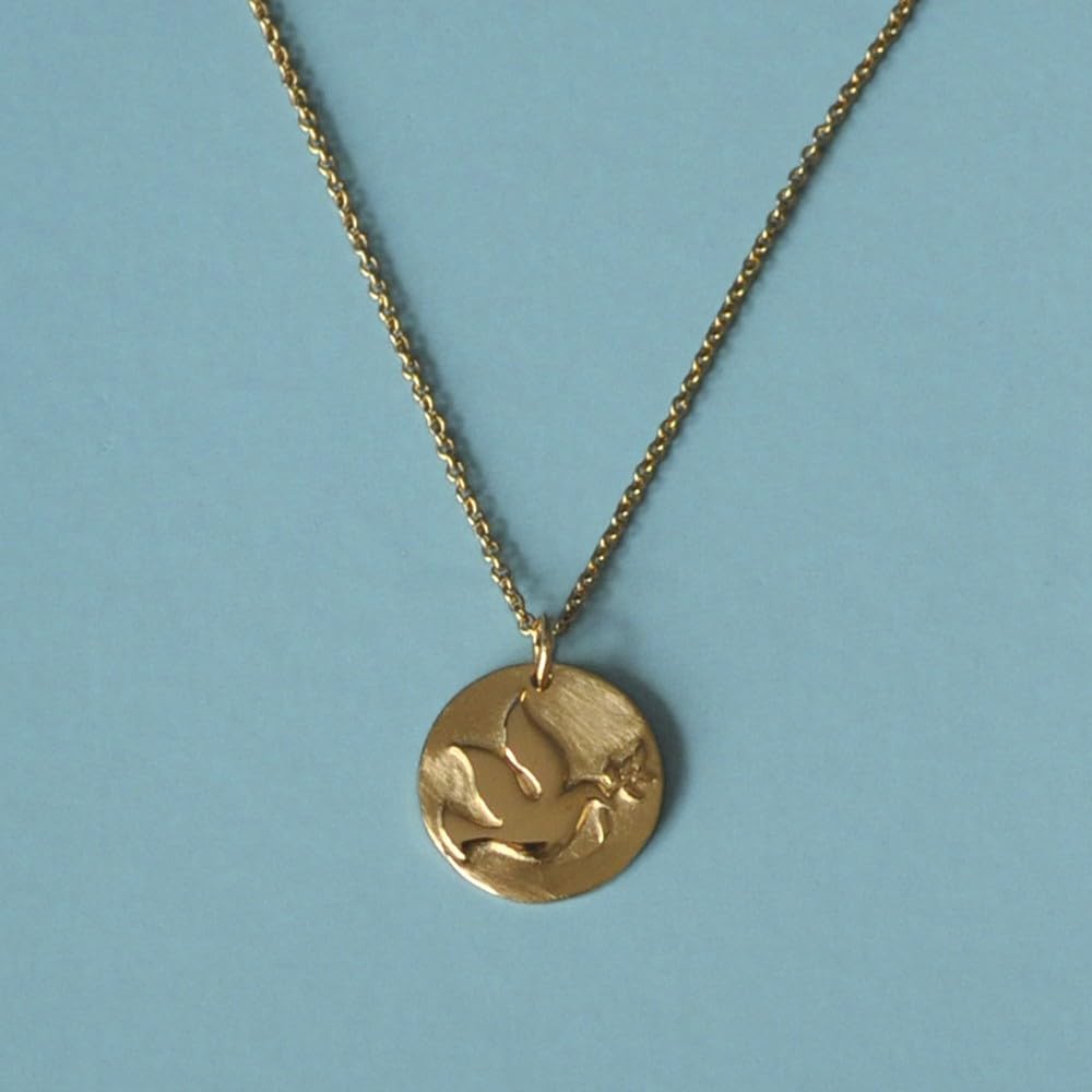 LES POULETTES BIJOUX - Pendentif Plaqué Or Médaille Ronde Colombe de la Paix