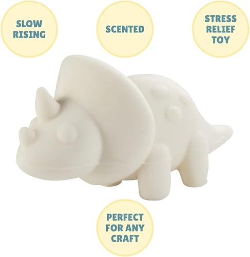 Miniatura 9 de Kit de manualidades jumbo para fiestas de dinosaurios (12 dinosaurios únicos con 12 pinturas de tela), juguetes blandos blancos con aroma Kawaii de