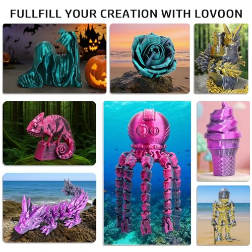 Image of LOVOON Silk Dual-Color PLA Filament with Black and Gold,1.75mm PLA Filament DualColor Change by Angle,Compatible with Most FDM 3D Printers,1kg(2.2lbs) /Spool