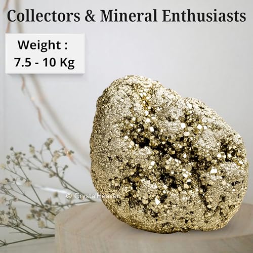 Image of Pyrite Stone Original Cluster Samples - High Energy Natural Iron Pyrite Stone Gold Rock Reiki Crystal Used for Increased Willpower and Manifestation (7.5 to 10 KG Pyrite)