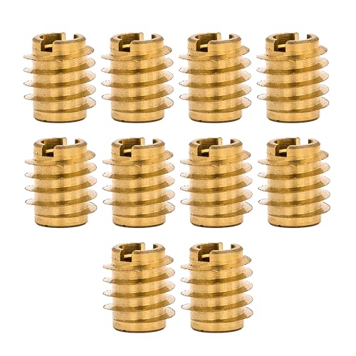 Image of E-Z LOK Knife Threaded Insert for Hard-Wood, Brass Thread Inserts, M3-0.5 Internal Threads, 0.375 inch Length Pack of 10