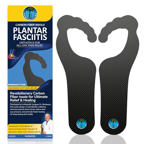 ErgoSOLE Carbon Fiber Insole Ultralite Comfort Specialized For Plantar Fasciitis - Hallux Rigidus, Sesamoid Fractures -Flat Feet -Mortons Relief- Stiff Foot Plate- Shoe Insert (1 Pair-2 units-Women 8)