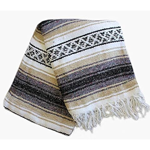 Del Mex Vintage Tan Mexican Blanket Cover