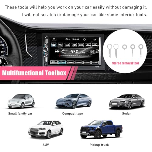 Image of 19PCS Trim Removal Tool Set, Car Panel Door Audio Trim Removal Tool Kit, Plastic Pry Tool Kit for Car Panel Dash Door Audio with Storage Bag, Universal Car Accessories (Red)