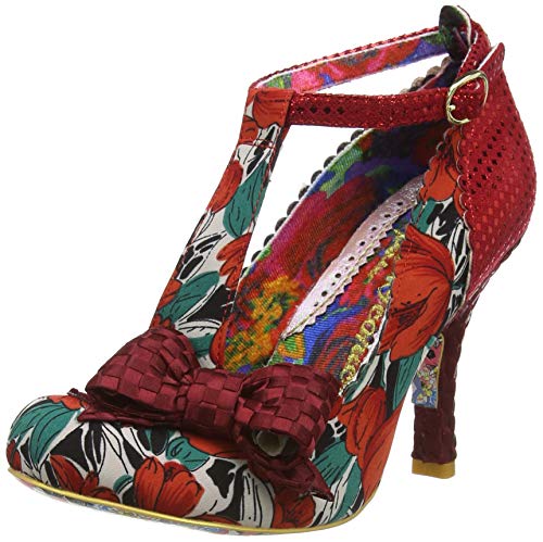 Irregular Choice Bloxy, Zapatos de tacón con Punta Cerrada para Mujer, Rojo (Red Floral Fabric AF), 38 EU