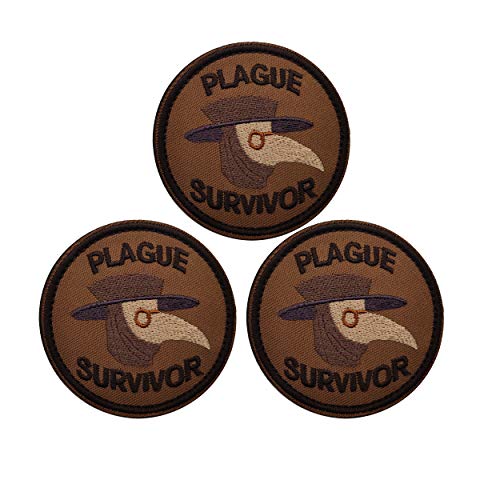 3 Pack Plague Survivor Geek Merit Badge Patches 2021, Emblem Tactical Military Morale Funny Embroidered Patch Decorative Appliques, Fastener Hook and Loop Backing for DIY Clothes Accessories