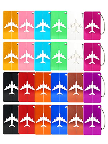 24 Pcs Metal Luggage Tags Bulk Luggage Tags Travel Tag with Strings Aluminium Suitcase Labels for Travel Luggage Baggage Identifier 12 Colors 24 Pcs Metal Luggage Tags Bulk Luggage Tags Travel Tag with Strings Aluminium Suitcase Labels for Travel Luggage Baggage Identifier 12 Colors