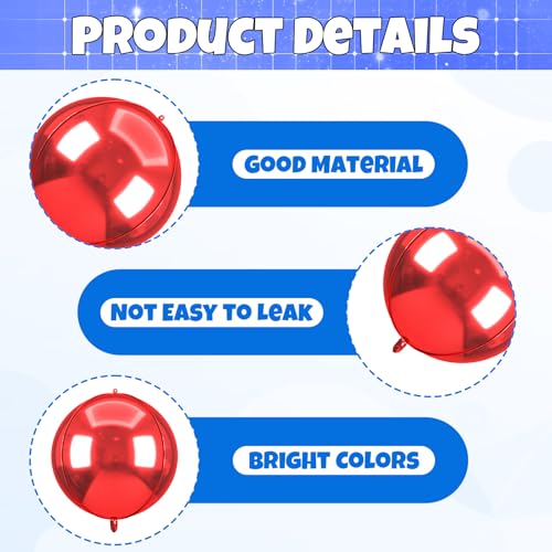 Image of 6pcs 22 inch Blue Red Star Balloons and 4D Large Foil Balloons, Dark Blue Star Balloon Red 4D Foil Aluminum Balloon For Birthday Baby Shower Nautical Patriotic Baseball Theme Party Wedding Decoration