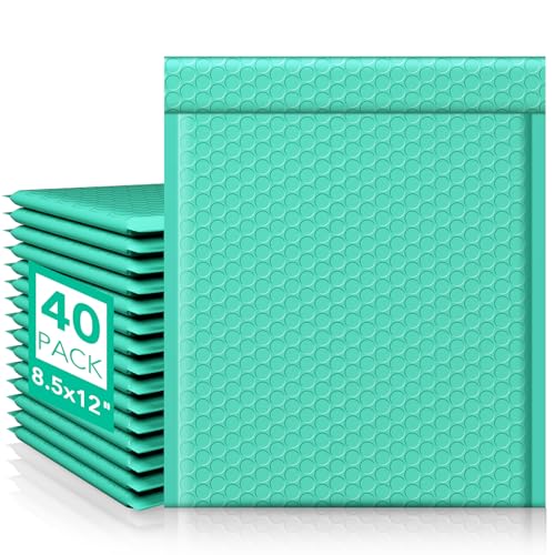 Image of Fuxury Bubble Mailers 8.5x12 Inch Teal Padded Envelopes 40 Pack Large Bubble Envelopes Self Seal Usable Size 8.5x11 inch Thick Padded Mailer for Small Business Packaging, Mailing #2