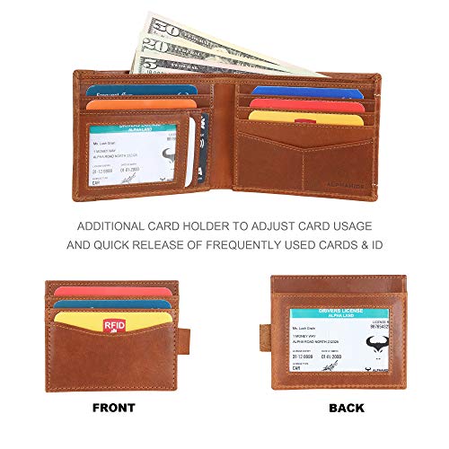 Minimalist Wallets for Men, Leather Wallets Men`s RFID Blocking, Real Leather Men`s Wallet with ID Window, Front Pocket Wallet, Slim Bifold Wallet, Bifold Purse, Credit Card Wallet (Tan)3