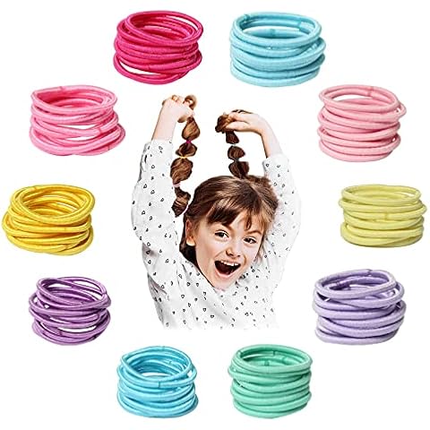 Cooetr 200 Stück Baby Haargummis Mädchen Nichtmetall Elastisch Haargummis, 0.2cm Bunt Elastisch Haargummis, für Kinder, Babys, kleine Mädchen Cover