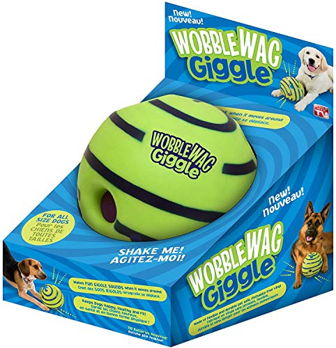 Wobble Wag Giggle Glow - Balle Pour Chien Rebondissante et Sonore -Toutes les tailles d'espèce- En Vinyle - Flexible et Durable - Fonctionne Sans Pile - 14 cm