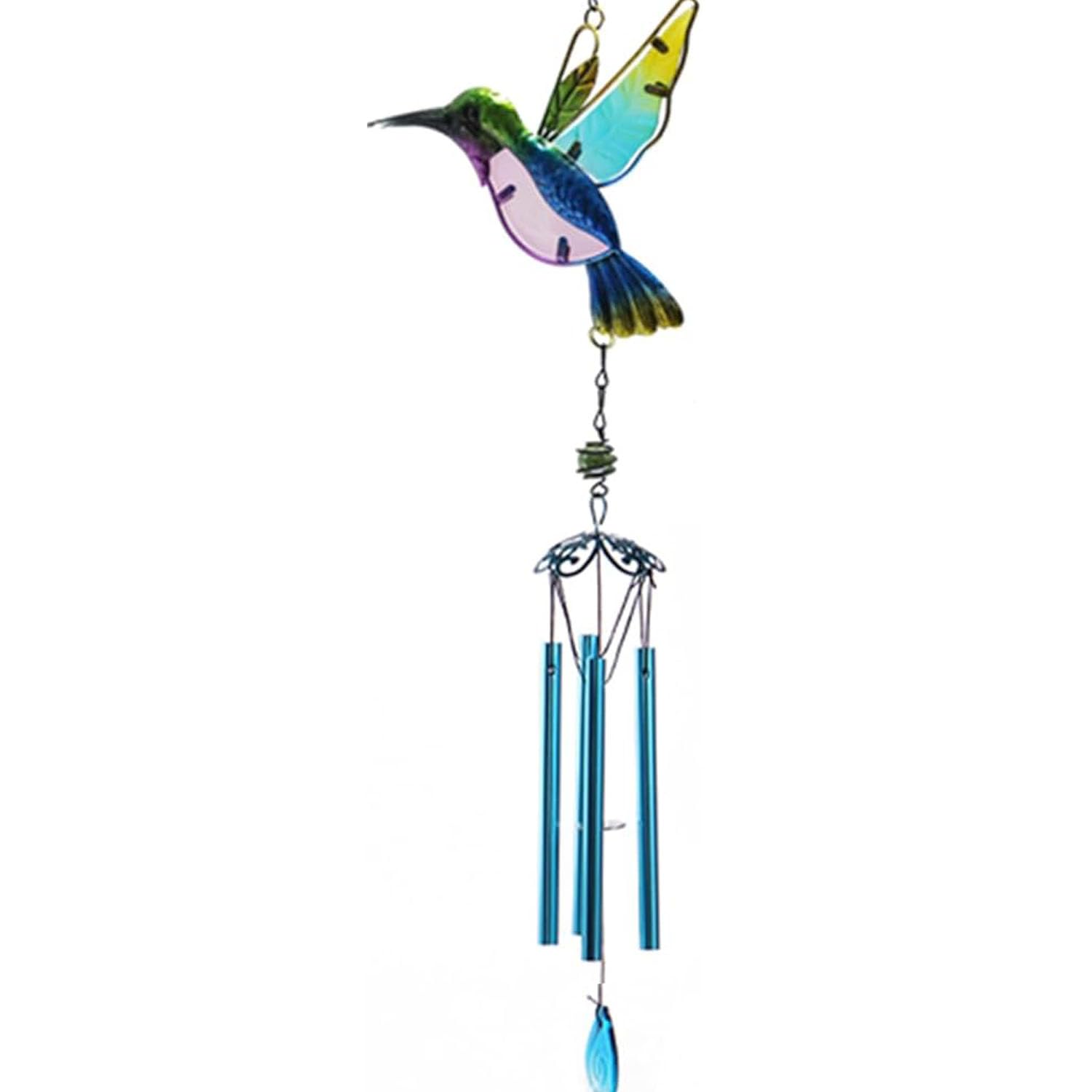 Wind Chimes, Wind Chimes for Garden,Hummingbird Wind Chime for Patio Hanging Decoration,Bird Windchime Outdoor Porch Balcony Hanging Decoration (35x18x5cm) (Blue Bird Wind Chime)