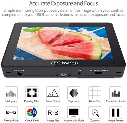 Feelworld F5 Pro V4 +Np-F970 Battery+ Charger+Carry Case 6 Inch Touch Screen Dslr Camera Field Monitor With 3D Lut F970 External Kit Install For Power Wireless Transmission Ips Fhd 1920X1080 4K Hdmi #TOP5
