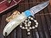Perkin Handmade Damascus Steel Hunting Knife - Bone and Turquoise Handle -9 inches long