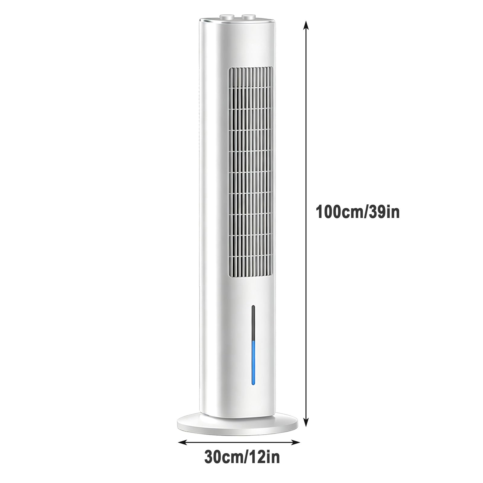 Wentylator Wieżowy Oscylacyjny Cichy do Sypialni, 60W, Oscylacja 70° | Wentylator Wieżowy Ogólny, 3 Prędkości, 220V, 60W, Wysokość 39in, Wylot Powietrza z Kratką, do Domu