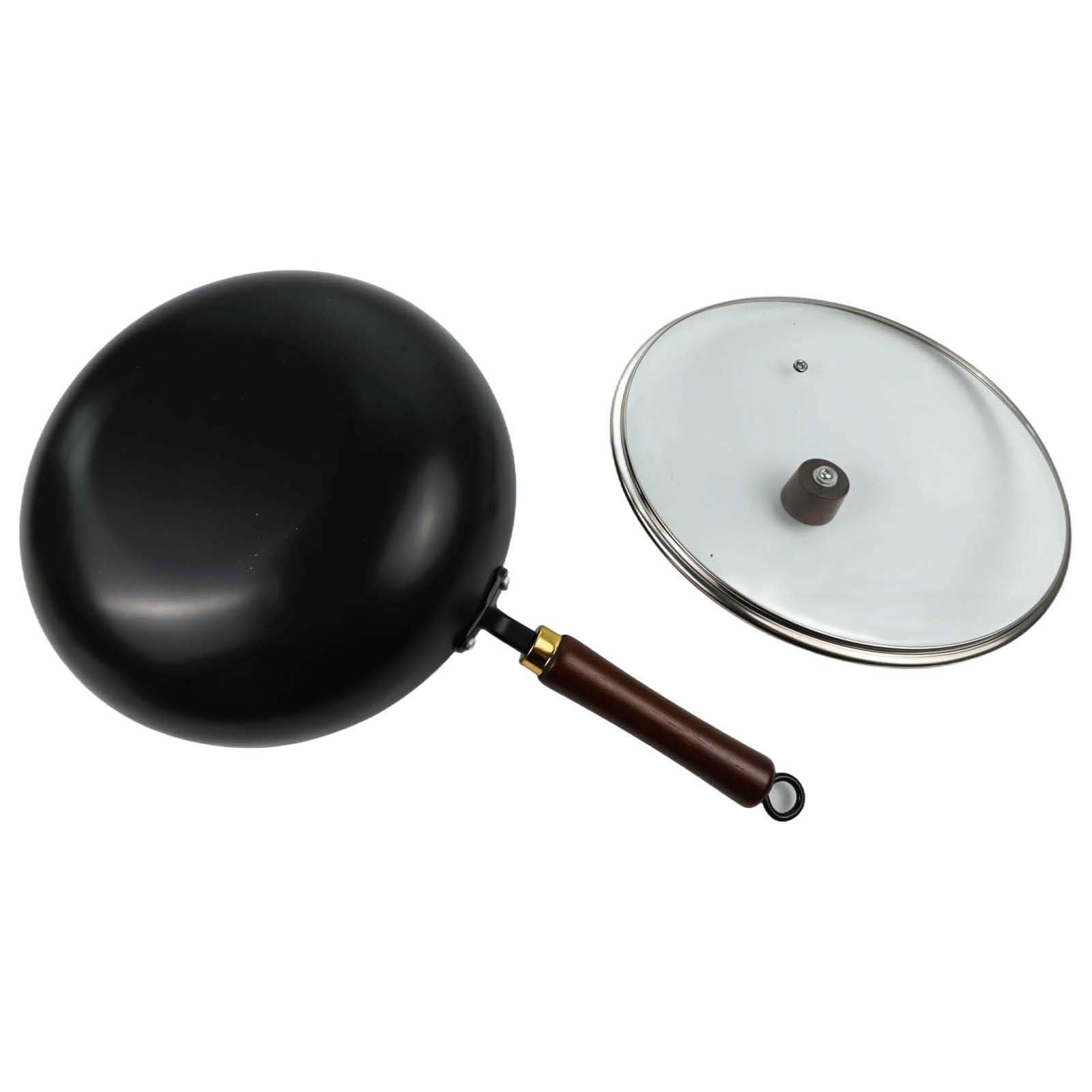 FUBESK Forgiato a mano Ferro Wok Grande Belly Pot 265Cm Non Rivestito In Acciaio Al Carbonio Padella Induzione E Gas Stufe Per Robot Nero Aspirapolvere Accessori Aspirapolvere Accessori