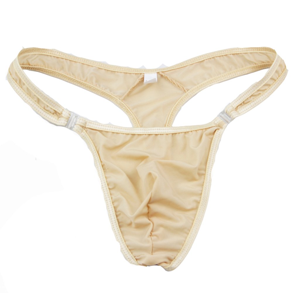 WenMei Men's Bikini Boxer Briefs trip Thongs G-string milk silk Underwear Shorts,Free Size (Nude)