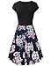 Lotusmile Homecoming Dresses, Womens Casual Dress Patchwork A Line Cap Sleeve V Neck Floral(Large, (Multicolor Black)