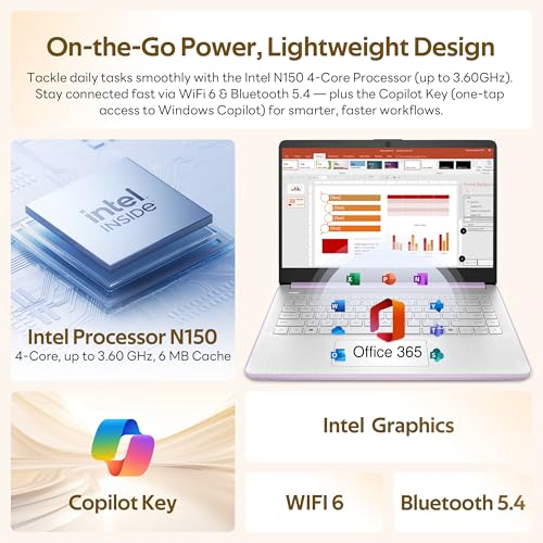 Image of HP Flagship 14 inch Laptop with AI Copilot for Student, 13th Gen Intel 4-Core, 4GB DDR4, 256GB Storage(128GB UFS+128GB Docking Station), Intel Graphics, Webcam, 1 Year Office 365, WiFi 6, Win 11 S, Purple