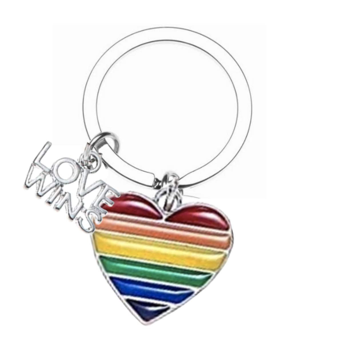 Infinity CollectionLove Wins Keychain, LGBT Gay Pride Gift, Gay Pride Awareness Rainbow Striped Heart Charm Jewelry