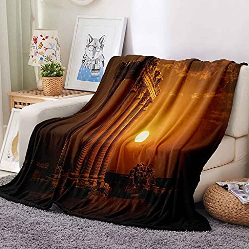 Couverture microfibre douce 3D bâtiments crépuscule haut de gamme - 3
