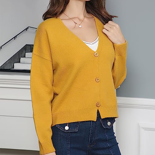 Image of ebossy Women's Vintage Preppy Cable Knit Cardigan Sweather Casual Plain Artistic Aesthetic Oversized Crop Jacket Top