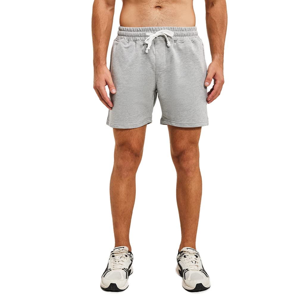 NIMENJOJA Męskie spodenki sportowe 14 cm na siłownię bawełniane joggery treningowe Lounge Jersey spodenki dresowe z kieszenią na zamek błyskawiczny