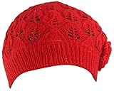 Womens Super Soft Flower Laciness Knit Beanie Hat