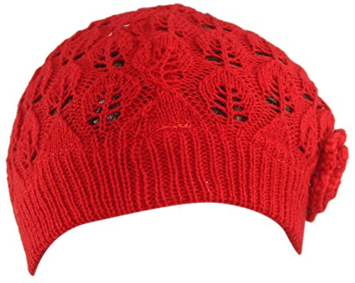 MINAKOLIFE Womens Super Soft Flower Laciness Knit Beanie Hat