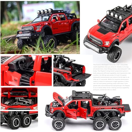 Image of Deuson Ecom Exclusive 1:24 Raptor F150 Alloy Metal Diecast Car Pull Back Die Cast Metal Pullback Toy Car With Openable Doors, Light Music Boys Gifts Toys For Kids - Black