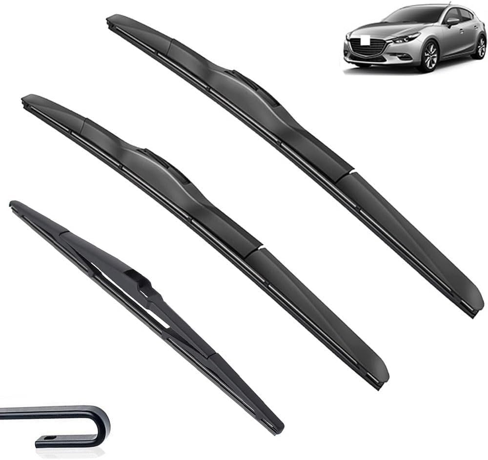 DZTYNKO Car Windscreen Wiper Blades Set for Mazda 3 Mazda3 BM BN 2013 2014 2015 2016 2017 2018 24in+18in+12in, Front Window Wipers for Clear Visibility, Replacement Wiper Blades
