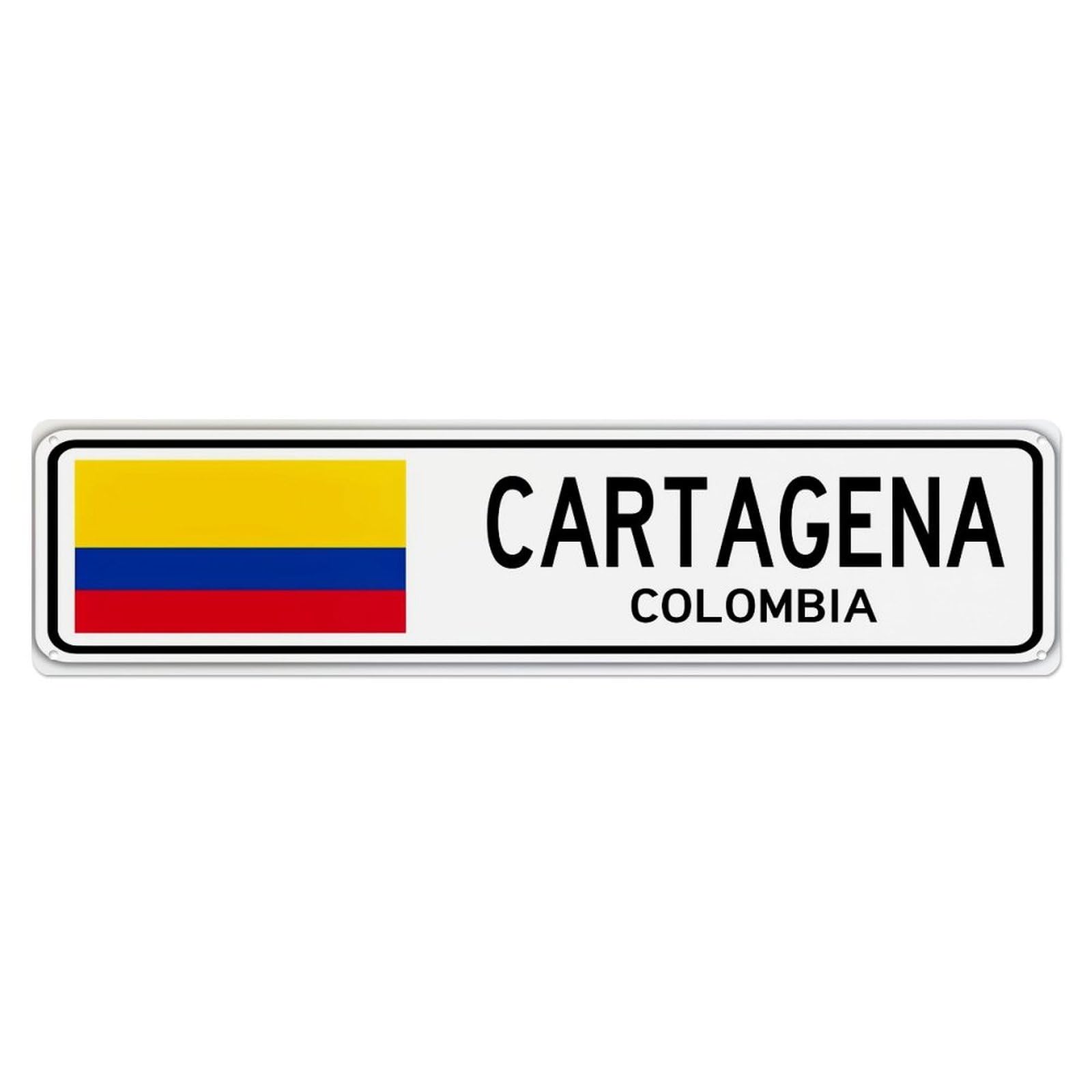 Cartagena Colombia Flag Pattern Metal Tin Sign Plaque