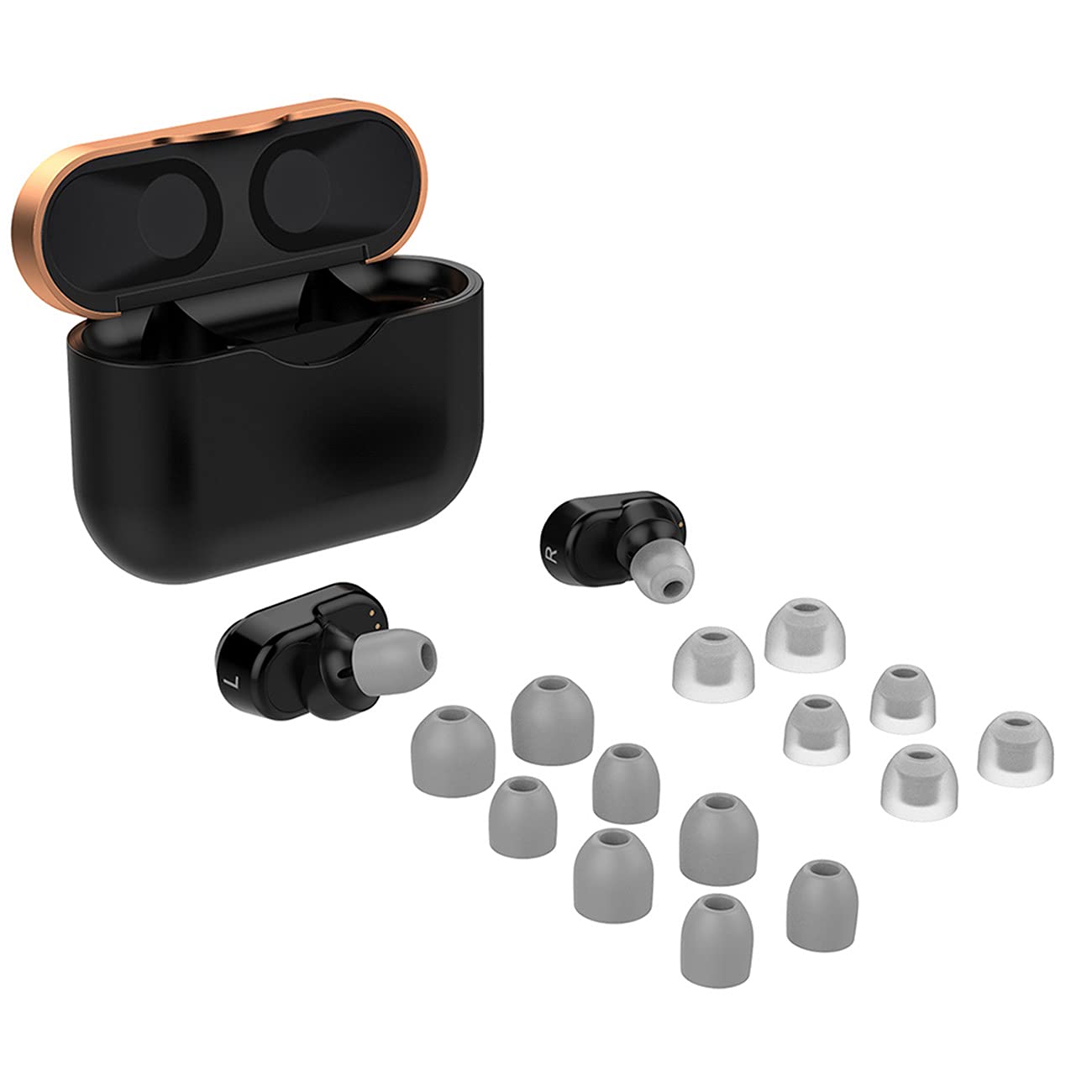 SOOYEEHEar Tips for WF-1000XM3, 7 Pairs Soft Silicon Ear Tips Compatiable with Sony WF-1000XM3 Wireless Noise Cancelling Headphones (Grey)