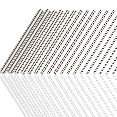 Image of Glarks 18Pcs Stainless Steel Solid Round Rod Lathe Bar Stock Assorted for DIY Craft Tool, Diameter 2.5-8mm Length 100mm