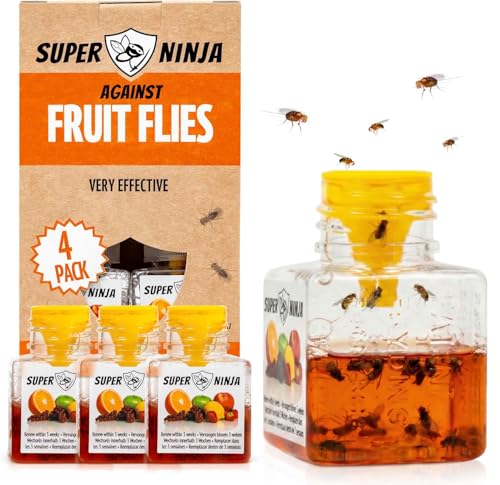 Super Ninja Fruit Fly Traps for Indoors - 4 Pack, Highly Effective Fruit Fly...