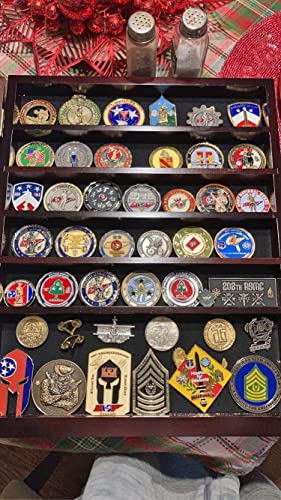 image for DisplayGifts Military Challenge Coin Display Case Lockable Wood Cabine