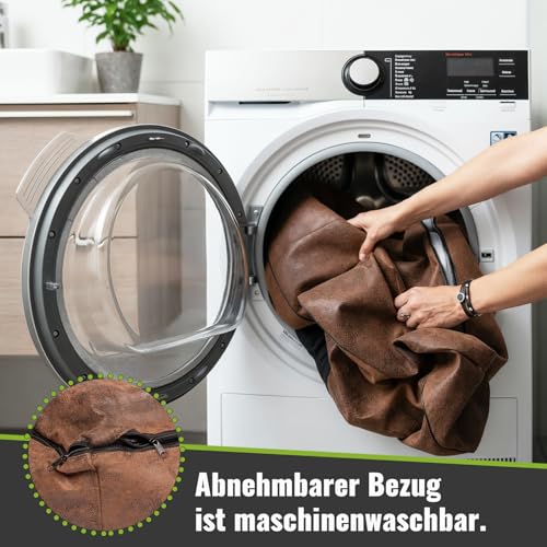 CopcoPet Hundebett mittelgroße Hunde【waschbar & rutschfest】 Hundekorb L Kunstleder in Wildlederoptik, gelenkschonendes Hundekissen für drinnen, pflegeleichtes Hundesofa, Dog Bed in Braun 90 x 70cm