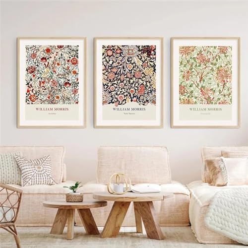 Affiche William Morris mosaïque 30x40 cm lot de 3 toiles abstraites pour décoration salon