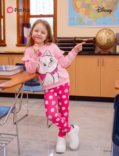 Image of Disney Girls Clothes Long Sleeve Sweatshirt Leggings Outfit 2 Piece Set | Officially Licensed丨Bold Character Print丨Ruffle Shoulder丨Comfy Fit丨Soft Feel丨Lightweight丨Bright Colors丨Mix & Match丨Gift-Ready