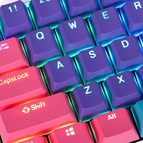 Image of GTSP PBT Backlit Keycaps 60 Percent with 6.25U Space Bar OEM Profile for Cherry MX Switch Mechanical Gaming Keyboard (Purple+Pink+Blue)