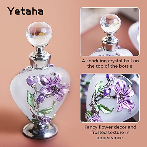 Yetaha Vintage Crystal Perfume Bottles, Refillable Empty Glass Bottle Flowers Decorative Spray Bottle Essential Oil Bottle For Handmade Home Decor Lady Wedding Gift #TOP2