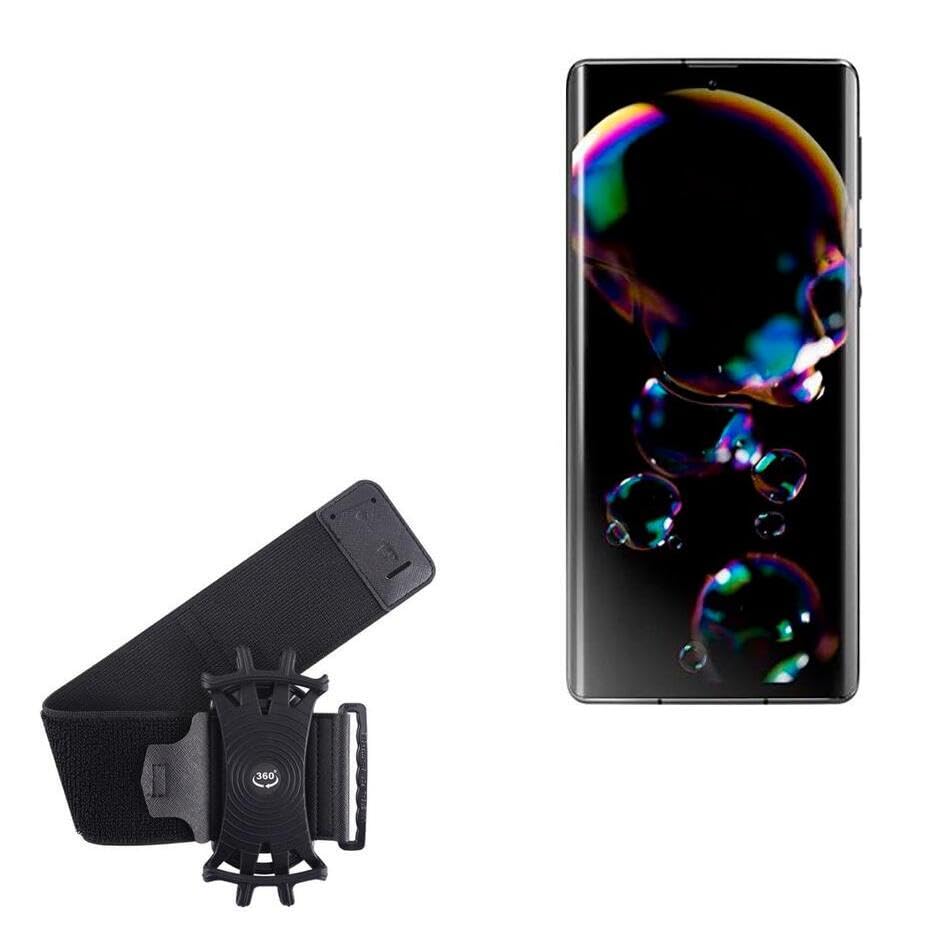 BoxWave Holster Compatible with Sharp Aquos R6 - ActiveStretch Sport Armband, Adjustable Armband for Workout and Running - Jet Black