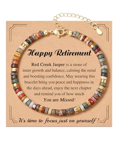 FYUKISS Retirement Gifts for Women, Inspirational Natural Stone Bracelet Retirement Gifts for Coworkers, Friends, Teachers
