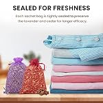 All-Natural Cedar and Lavender Sachet (20 Pack) with Hanger Hooks Included: 10 Lavender Sachets for Drawers and Closets, 10 Cedar Sachets Best Moth Repellent for Clothes - Image 5